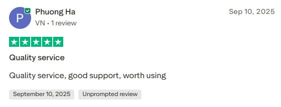 Trustpilot Customer Review 1
